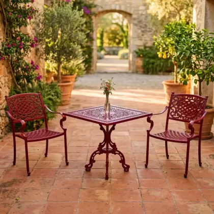 2 kişilik mindersiz alüminyum döküm ferforje masa takımı 4