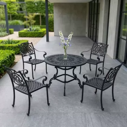 4 Kişilik mindersiz modern alüminyum döküm masa seti 2