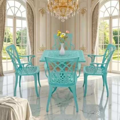 4 Kişilik mindersiz modern alüminyum döküm masa seti 4