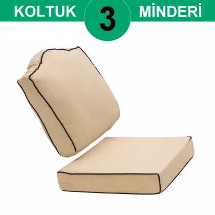 3 Takım koltuk sırt ve oturak minderi seti sert süngerli