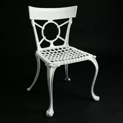 Gotik kolsuz ferforje alüminyum döküm sandalye beyaz
