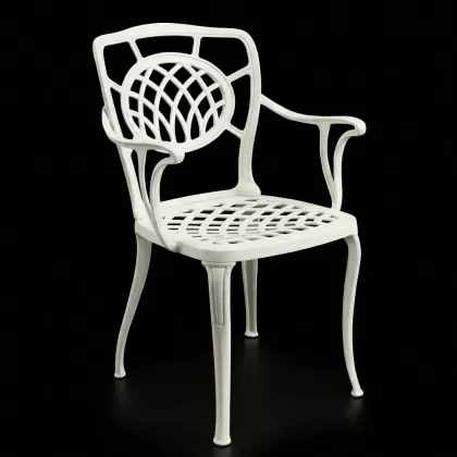 Ay figürlü alüminyum döküm ferforje sandalye beyaz