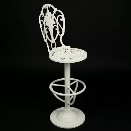 Metal alüminyum döküm ferforje bar sandalyesi beyaz