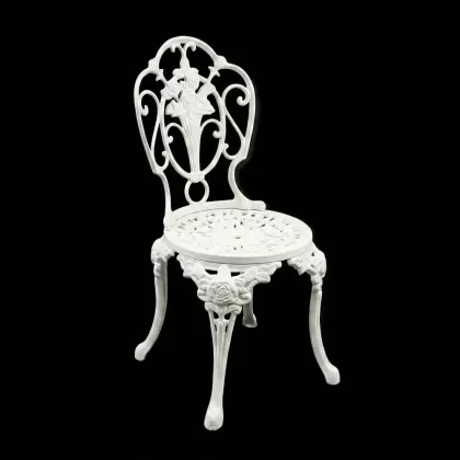 Güllü kolsuz ferforje sandalye bahçe, balkon dış mekan alüminyum döküm sandalye bsüt