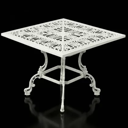 Kare alüminyum döküm ferforje masa beyaz