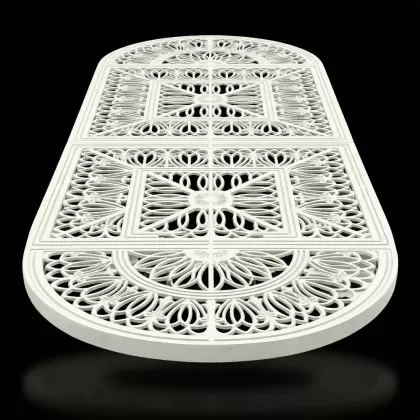 Büyük boy mega elips alüminyum döküm dış mekan bahçe için ferforje masa modeli beyaz