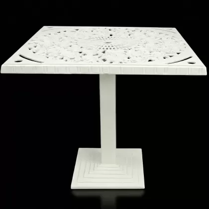 Güllü ferforje balkon masası beyaz