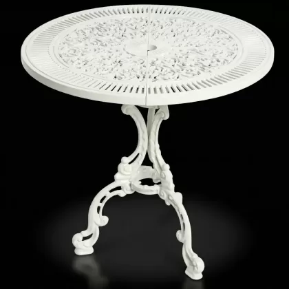 75 çap siyah alüminyum döküm dış mekan bahçe için ferforje masa modeli beyaz