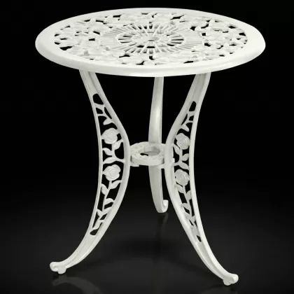 61 çap siyah alüminyum döküm dış mekan bahçe için ferforje masa modeli beyaz