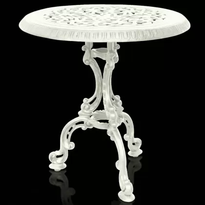 63 çap siyah alüminyum döküm dış mekan bahçe için ferforje masa modeli beyaz