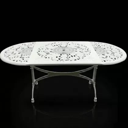 62x124 beyaz alüminyum döküm dış mekan bahçe için ferforje masa modeli beyaz