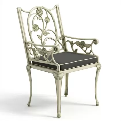 Alüminyum döküm beyaz eskitme ferforje sandalye