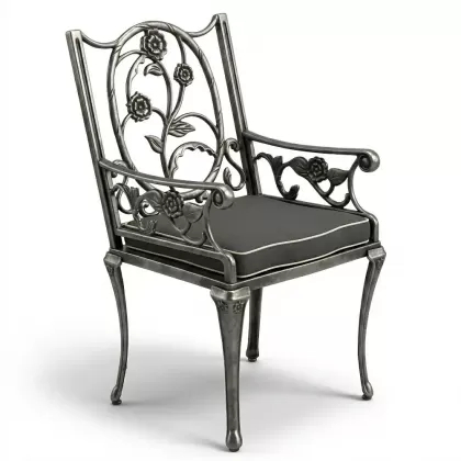 Alüminyum döküm gümüş eskitme ferforje sandalye