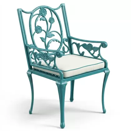 Alüminyum döküm turkuaz rengi ferforje sandalye