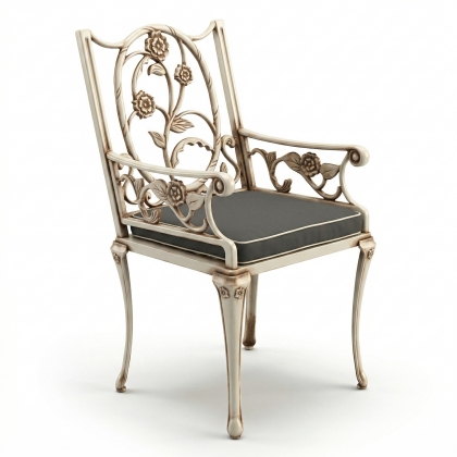 47x49x94 cm Kollu çiçek motifli alüminyum döküm ferforje sandalye YAPILAN EKSTRALAR: Boya öncesi Misket kumlama ve Asit daldırma işlemi.(MİNDER HARİÇTİR) 9