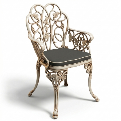 Alüminyum döküm beyaz eskitme ferforje sandalye