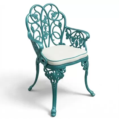 Alüminyum döküm turkuaz rengi ferforje sandalye