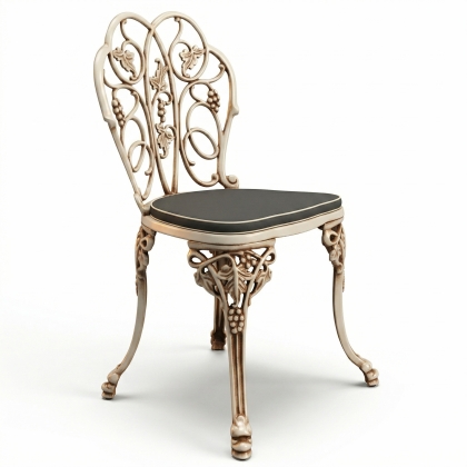 Alüminyum döküm beyaz eskitme ferforje sandalye