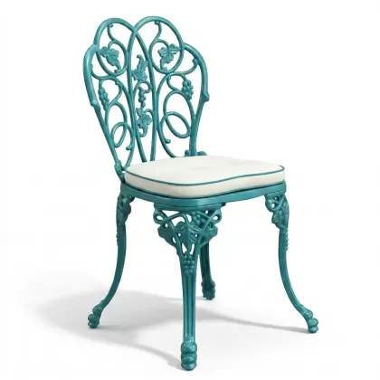 Alüminyum döküm turkuaz rengi ferforje sandalye