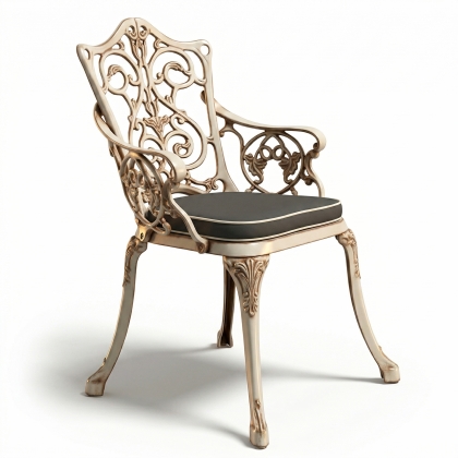 Alüminyum döküm beyaz eskitme ferforje sandalye