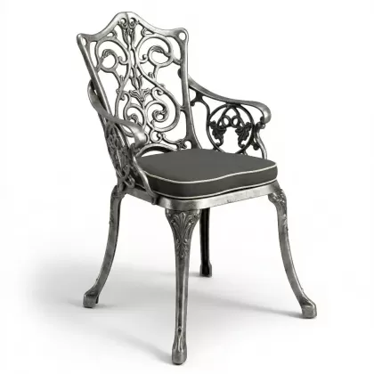 Alüminyum döküm gümüş eskitme ferforje sandalye