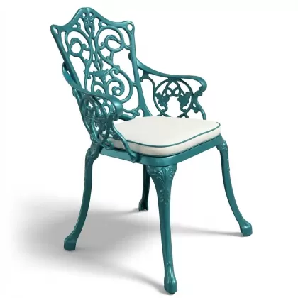 Alüminyum döküm turkuaz rengi ferforje sandalye