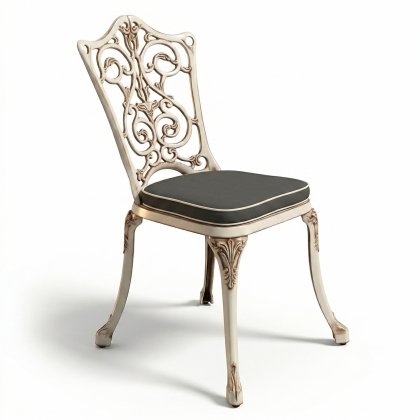 Alüminyum döküm beyaz eskitme ferforje sandalye