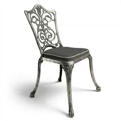 Alüminyum döküm gümüş eskitme ferforje sandalye