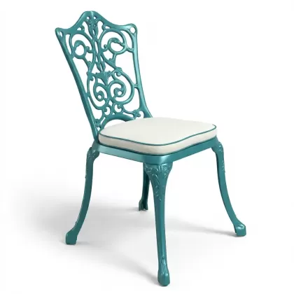 Alüminyum döküm turkuaz rengi ferforje sandalye