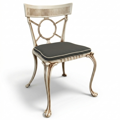 Alüminyum döküm beyaz eskitme ferforje sandalye