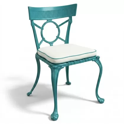 Alüminyum döküm turkuaz rengi ferforje sandalye