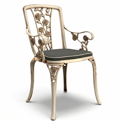 Alüminyum döküm beyaz eskitme ferforje sandalye