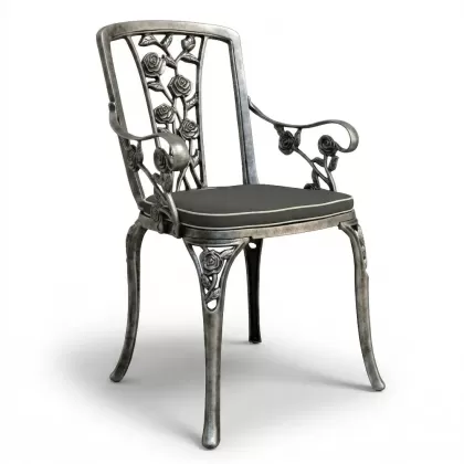 Alüminyum döküm gümüş eskitme ferforje sandalye
