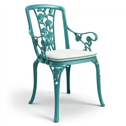Alüminyum döküm turkuaz rengi ferforje sandalye