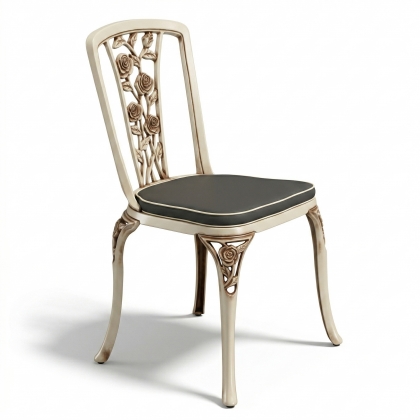 Alüminyum döküm beyaz eskitme ferforje sandalye