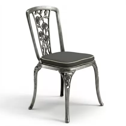 Alüminyum döküm gümüş eskitme ferforje sandalye