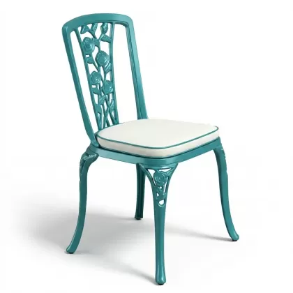 Alüminyum döküm turkuaz rengi ferforje sandalye