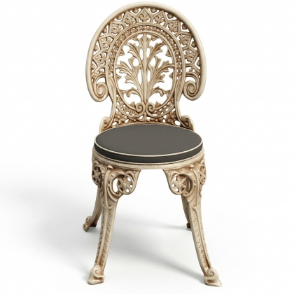 Alüminyum döküm beyaz eskitme ferforje sandalye