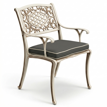 Alüminyum döküm beyaz eskitme ferforje sandalye