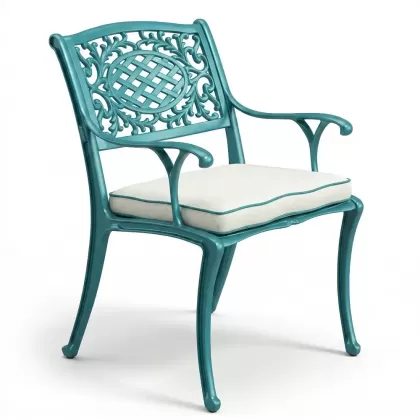 Alüminyum döküm turkuaz rengi ferforje sandalye