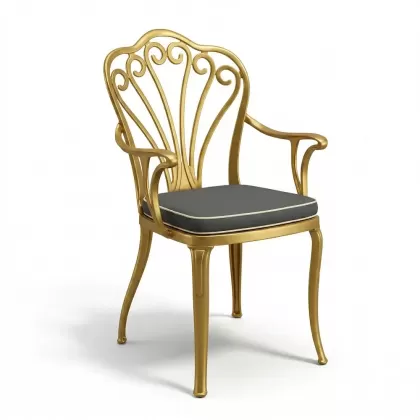 Alüminyum döküm gold, altın rengi ferforje sandalye