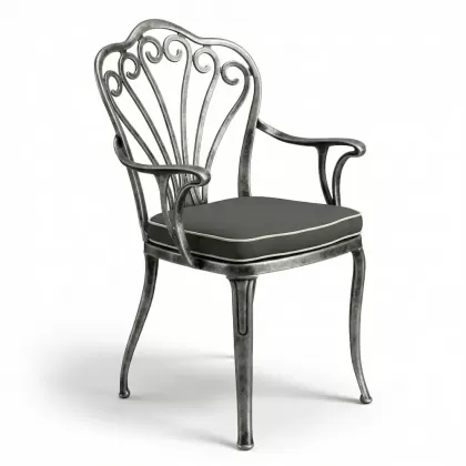 Alüminyum döküm gümüş eskitme ferforje sandalye