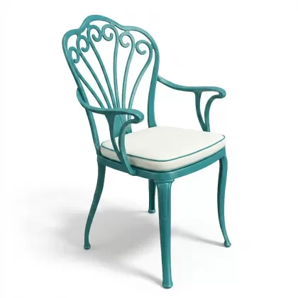 Alüminyum döküm turkuaz rengi ferforje sandalye