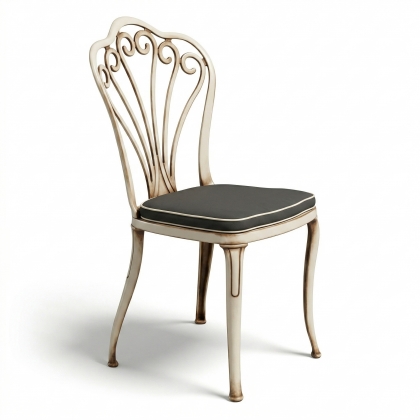 Alüminyum döküm beyaz eskitme ferforje sandalye