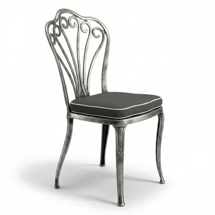 Alüminyum döküm gümüş eskitme ferforje sandalye