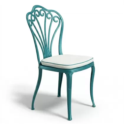 Alüminyum döküm turkuaz rengi ferforje sandalye