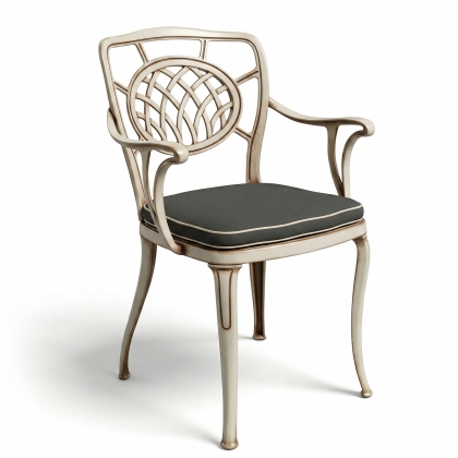 Alüminyum döküm beyaz eskitme ferforje sandalye