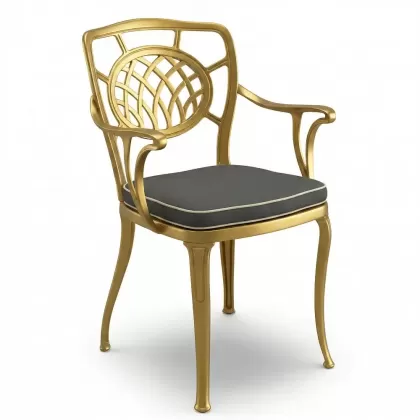 Alüminyum döküm gold, altın rengi ferforje sandalye