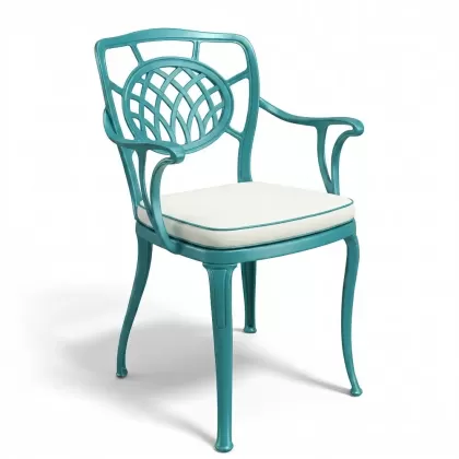 Alüminyum döküm turkuaz rengi ferforje sandalye