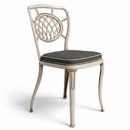 Alüminyum döküm beyaz eskitme ferforje sandalye